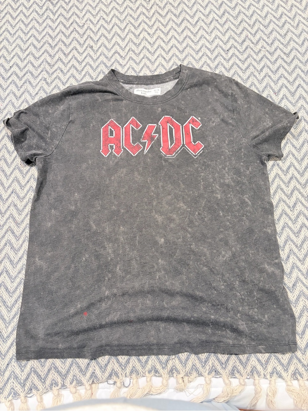 abercrombie kids Black AC/DC Graphic Tee with Red Logo